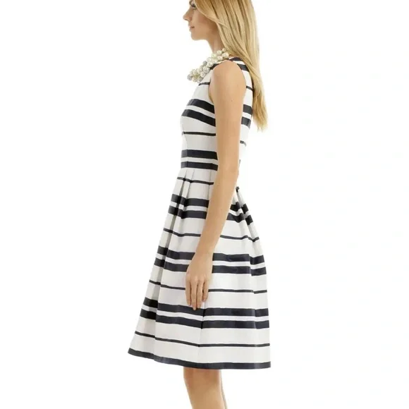 CARMEN MARC VALVO Point Of Sail Dress in Blue And White Stripe - Picture 9 of 15